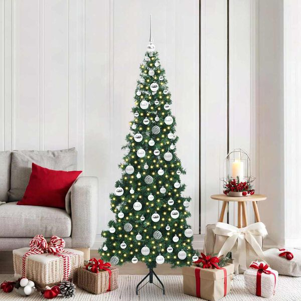 vidaXL Hoek Kunstkerstboom met 300 LED Groen 180 cm PVC en Metaal