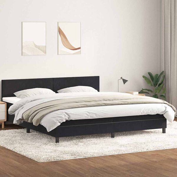 vidaXL Boxspring met matras en LED fluweel zwart 200x210 cm
