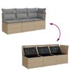 vidaXL Tuinbank 3-zits met kussens poly rattan beige