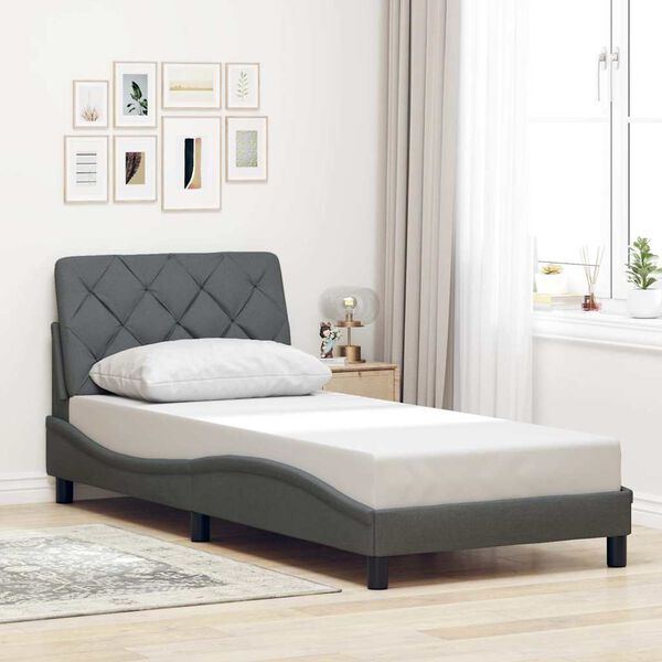 vidaXL Bedframe zonder matras 80x200 cm stof donkergrijs