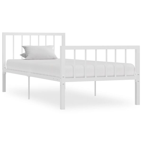 vidaXL Bedframe metaal wit 90x200 cm