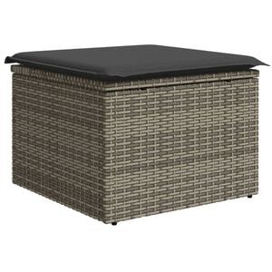 vidaXL Tuinkruk met kussen 55x55x37 cm poly rattan grijs