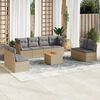 vidaXL 9-delige Loungeset met kussens poly rattan beige