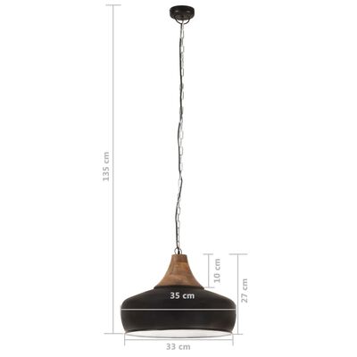 vidaXL Hanglamp industrieel E27 35 cm ijzer en massief hout zwart