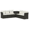 vidaXL Bankstel 7 st Zwart en Cream Wit Poly Rattan en Staal
