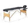 vidaXL Massagetafel inklapbaar 3 zones hout zwart en wit