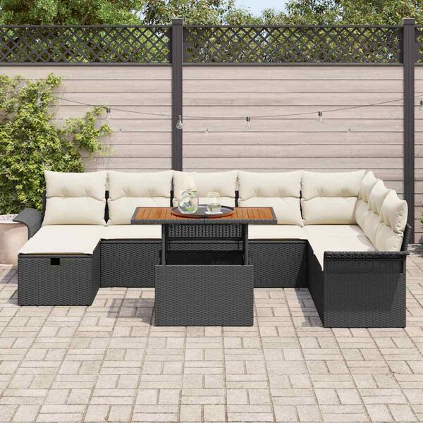 vidaXL Tuin Sofa Set 9 pcs Zwart poly rattan