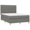 vidaXL Boxspring met matras en LED stof donkergrijs 140x190 cm