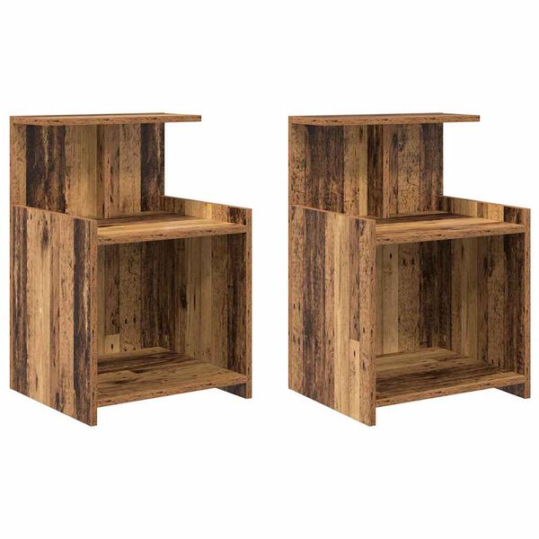 vidaXL Nachtkastje 2 pcs Oudhout 40 x 35 x 60 cm Bewerkt hout