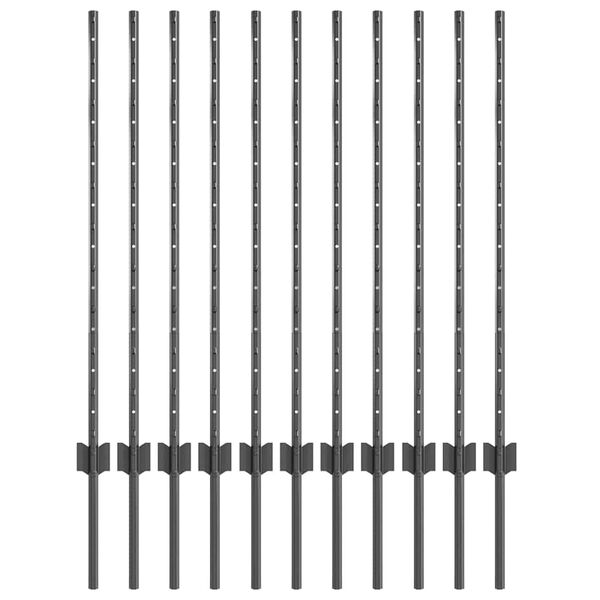 vidaXL Afrasteringspaal 11 pcs Grijs 100 cm Staal