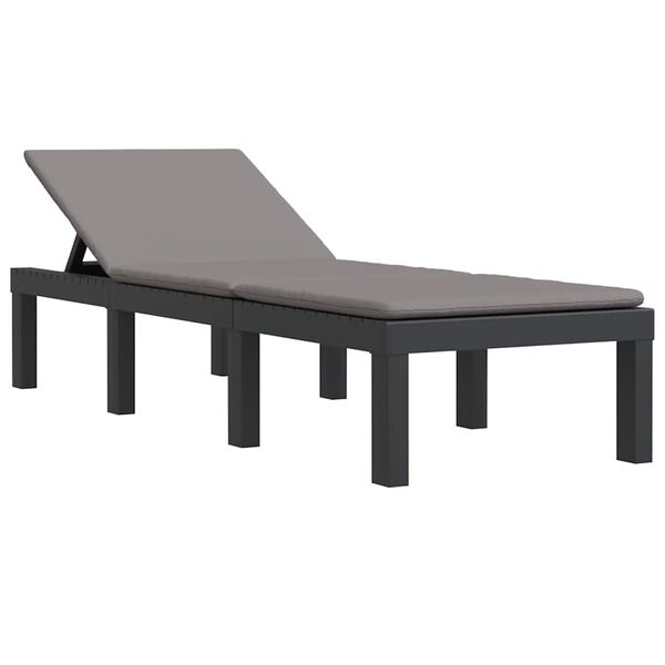 vidaXL Ligbed met kussens PP antracietkleurig