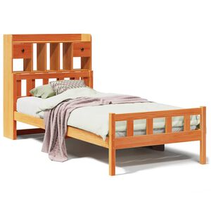 vidaXL Bed met boekenkast zonder matras grenenhout wasbruin 75x190 cm