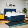 vidaXL Boxspring met matras stof blauw 200x200 cm