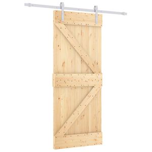 vidaXL Schuifdeur Natuurlijk en Wit 85 x 210 cm Massief Grenenhout