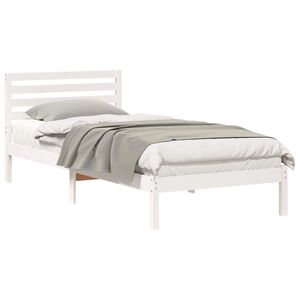 vidaXL Bedframe met hoofdeinde Wit 100 x 210 cm Massief grenenhout