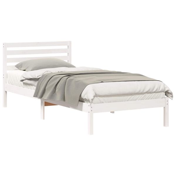 vidaXL Bedframe met hoofdeinde Wit 100 x 210 cm Massief grenenhout