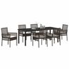 vidaXL Tuin eettafelset met kussen 7 pcs Bruin poly rattan