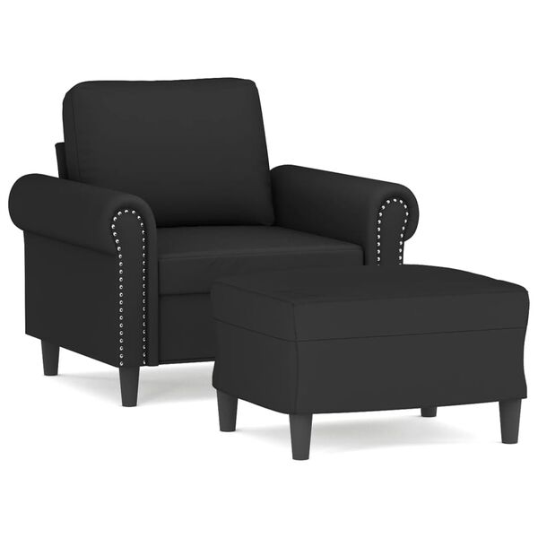 vidaXL Fauteuil met voetenbank 60 cm fluweel zwart