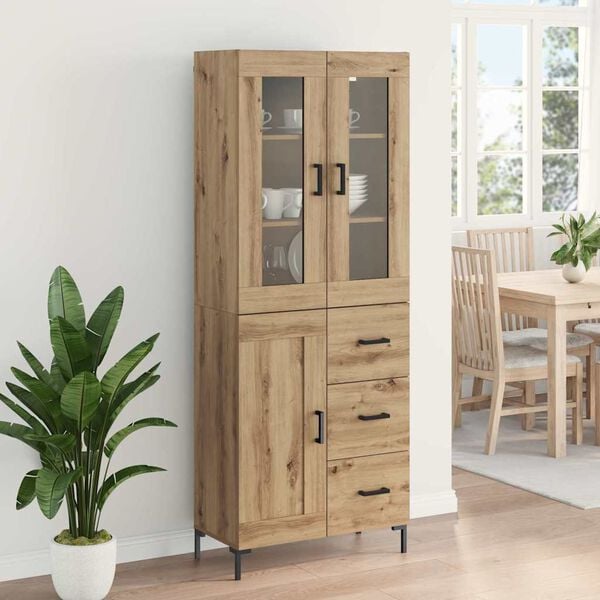 vidaXL Hoge kast met lade 2 pcs Artisan Eiken Bewerkt hout
