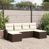 vidaXL Bankstel met kussen met opslag 6 pcs Bruin en wit poly rattan