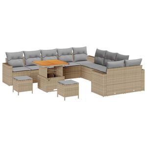 vidaXL Tuin Sofa Set 13 pcs Beige poly rattan