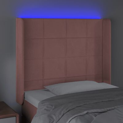 vidaXL Hoofdbord LED 83x16x118/128 cm fluweel roze
