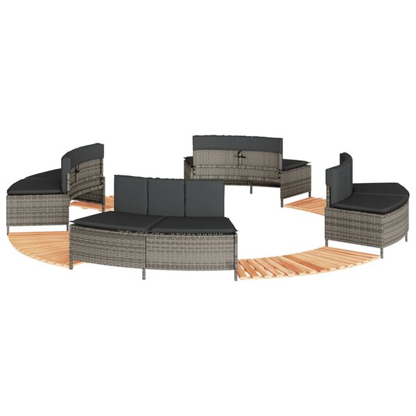 vidaXL Hottub-ombouw poly rattan massief acaciahout grijs