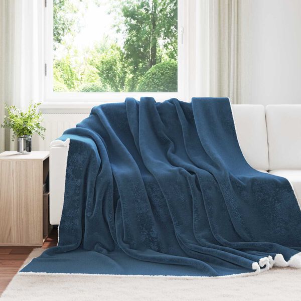 vidaXL Gooi Deken Marineblauw 220 x 240 cm Fleece