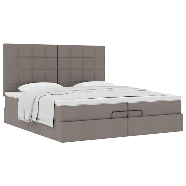 vidaXL Ottoman bed met matrassen 200x200cm stof taupe