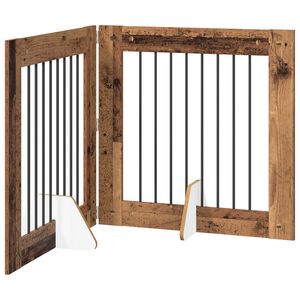 vidaXL Opvouwbaar hondenhek met standaards 2 st Oud hout 160,5 cm