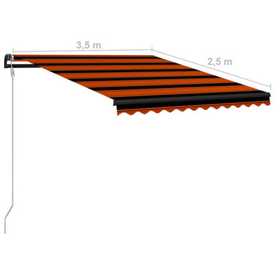 vidaXL Luifel uittrekbaar met windsensor LED 350x250 cm oranje bruin