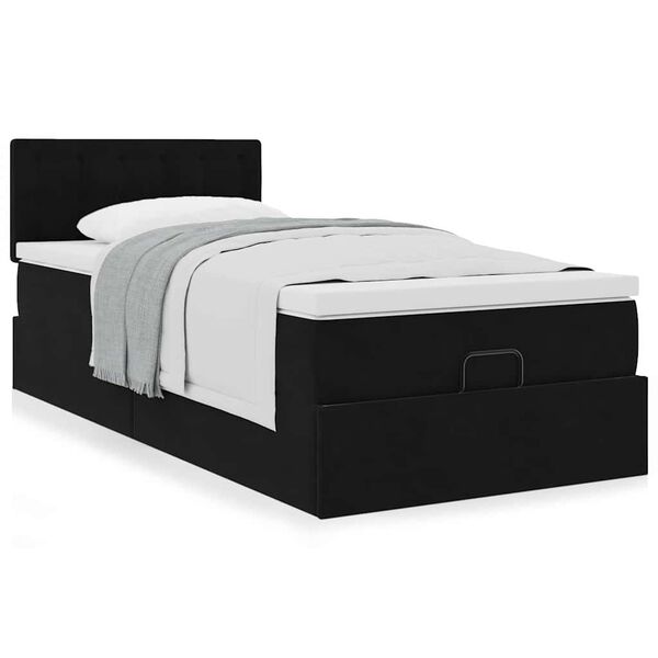 vidaXL Ottoman bed met matras 90x190cm fluweel zwart