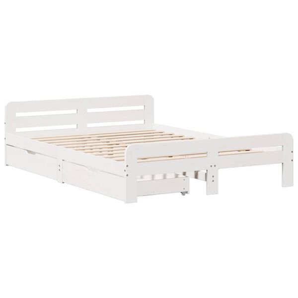vidaXL Bedframe zonder matras massief grenenhout wit 140x190 cm