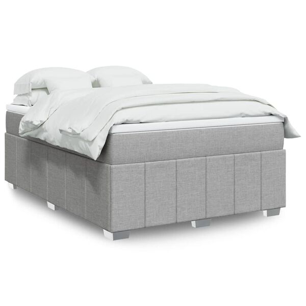 vidaXL Boxspring met matras stof lichtgrijs 140x190 cm