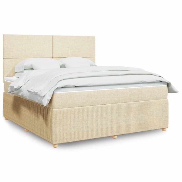 vidaXL Boxspring met matras stof cr&egrave;mekleurig 180x200 cm