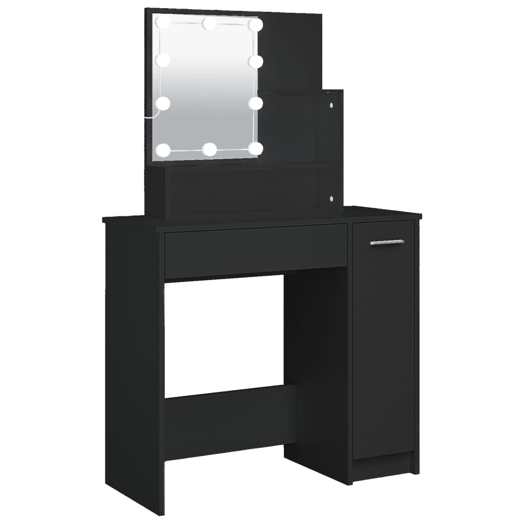 vidaxl vidaXL Kaptafel met LED-verlichting 86 5x35x136 cm zwart