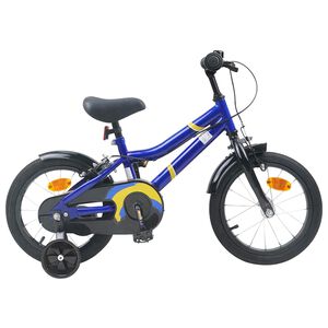 vidaXL Kinderfiets 14 Inch voor 3-5 jaar oud Blauw Wit