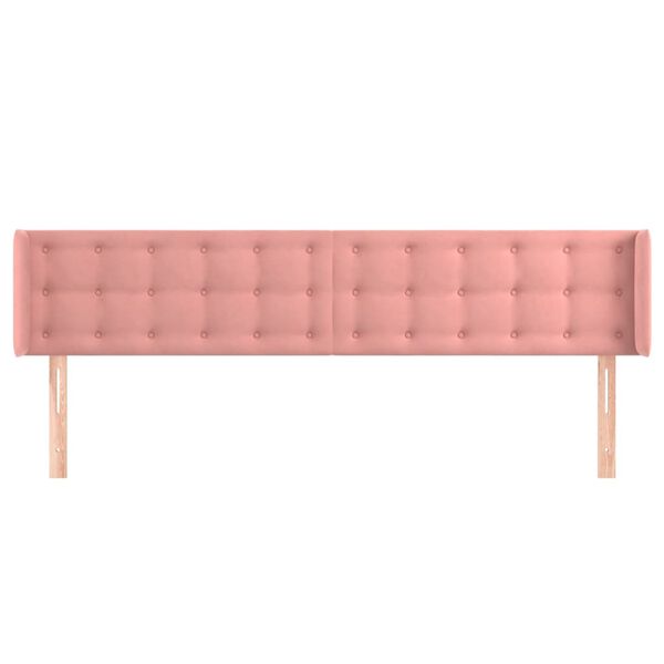 vidaXL Hoofdbord met randen 163x16x78/88 cm fluweel roze