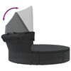 vidaXL Loungebed met luifel en kussens poly rattan zwart