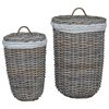 vidaXL Wasmand met deksel 2 pcs Kubu grijs Kubu Rattan