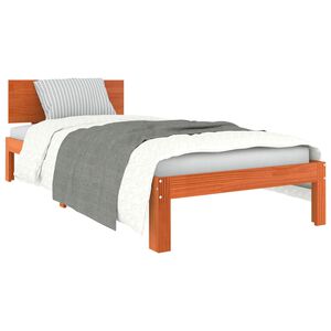 vidaXL Bedframe met hoofdeinde Wasbruin 70 x 190 cm Massief grenenhout