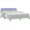 vidaXL LED Box Spring Bed met matras Lichtgrijs 180 x 200 cm Fluweel