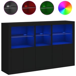 vidaXL Dressoir met LED-verlichting 162x37x100 cm zwart