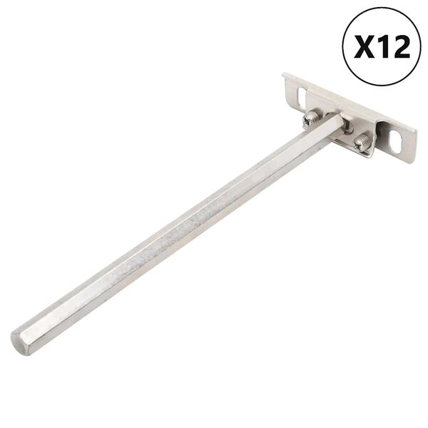 vidaXL Zwevende plankdragers 12st onzichtbaar &Oslash;12x200 mm koolstofstaal