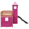 vidaXL Kinderhoogslaper met toren 80x200 cm massief grenenhout roze
