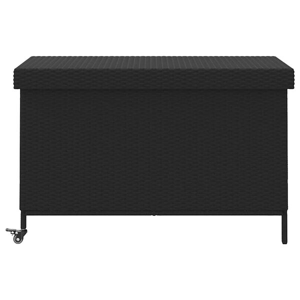 vidaXL Tuinbox met wielen 110x55x73 cm poly rattan zwart
