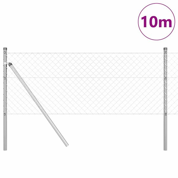 vidaXL Afrasteringspaal Zilver 10 x 0,4 m (40 x 40 mm gaas) Staal