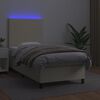 vidaXL Boxspring met matras en LED kunstleer cr&egrave;mekleurig 100x200 cm
