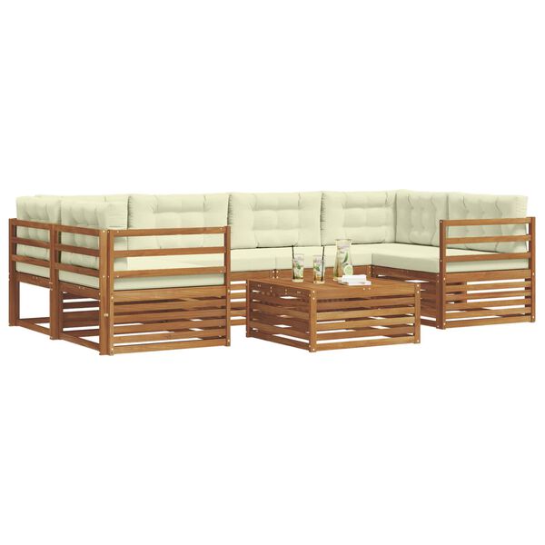 vidaXL Buiten bankenset met kussen 7 pcs Natuurlijk en Cr&egrave;me