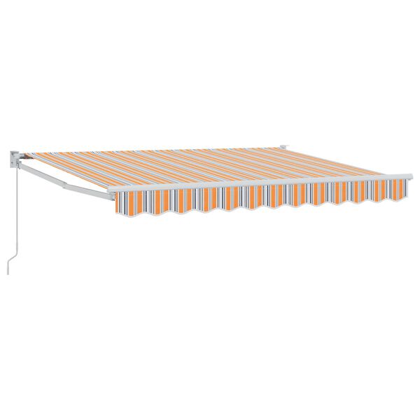 vidaXL Handmatig uitschuifbare luifel Oranje, Grijs en Blauw 3,5 x 2 m